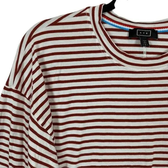 AYR The French Fry Tee Brick Lane Rust Striped Pima Long Sleeve Oversized Small - Picture 4 of 12